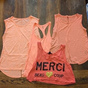 Women's Orange Sleeveless Tops Set